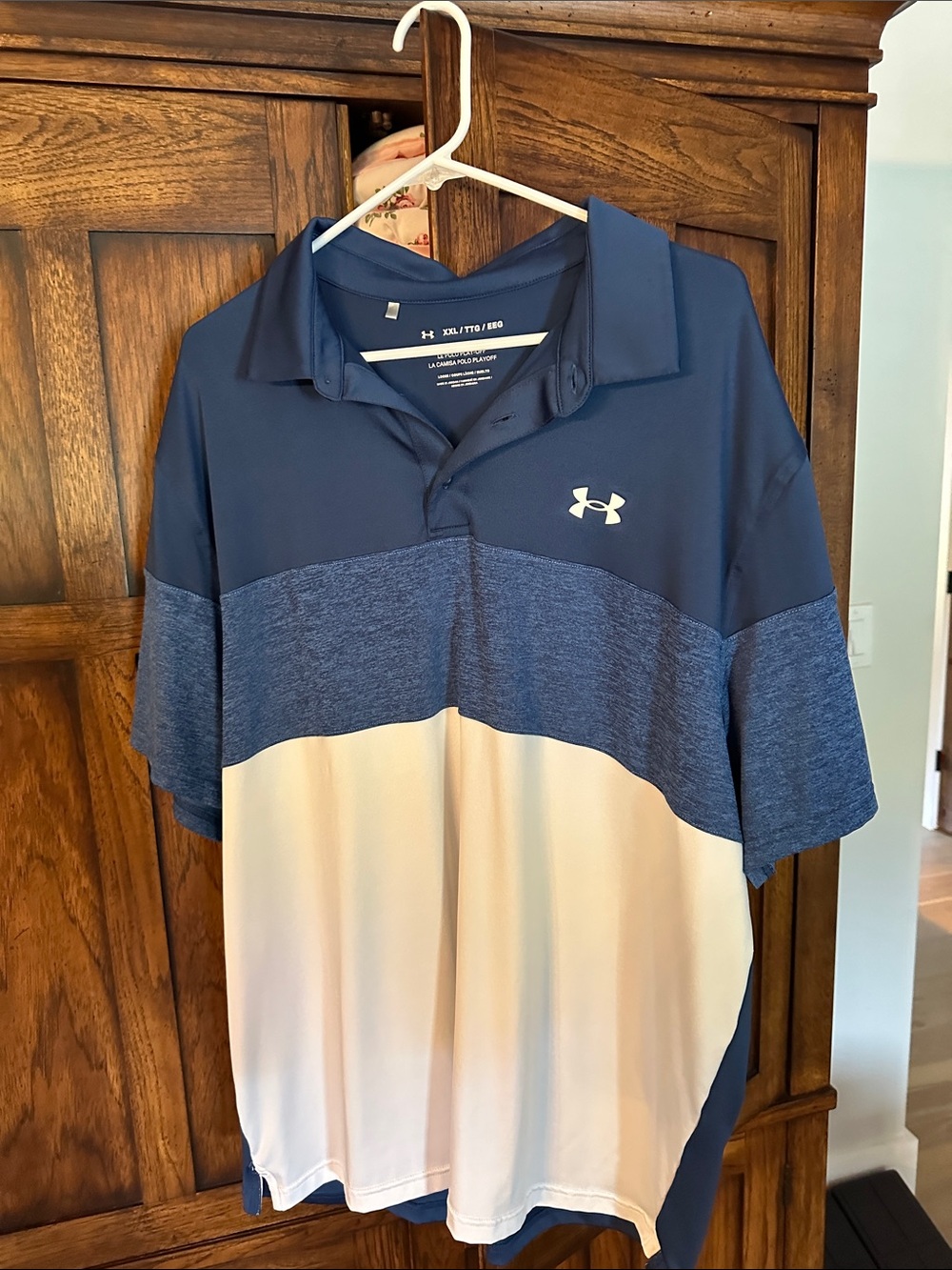 Under Armour Men’s Blue and White Performance Polo